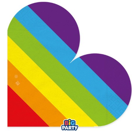 Tovagliolo di Carta Ø33cm Cuore Arcobaleno "Rainbow Heart" 16pz Pride