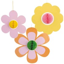 Decorazioni Pendenti di Cartoncino 3D Fiori Colorati 3pz Decorazioni