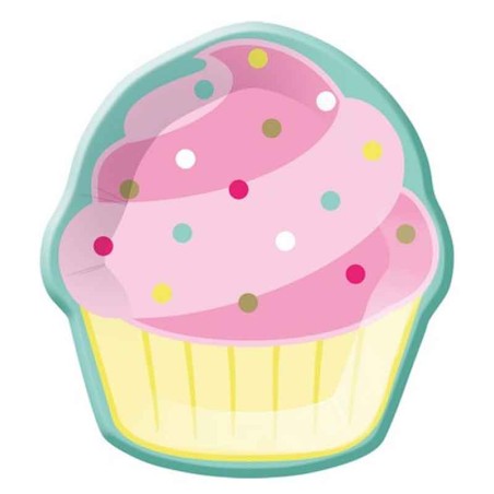 Piatto di Carta 20cm sagomato Cupcake 8pz Addobbi e Palloncini Tema Dolci