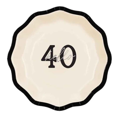 Piatto di Carta 18cm Hello 40 "Elegant Milestone" 6pz Elegant Milestone Birthday