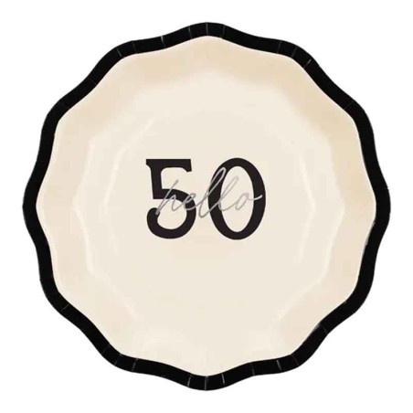 Piatto di Carta 18cm Hello 50 "Elegant Milestone" 6pz Elegant Milestone Birthday