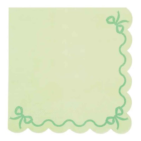 Tovagliolo di Carta Verde Pastello con Fiocchetti 12pz Festa Tema Macaron