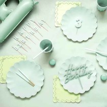 Tovagliolo di Carta Verde Pastello con Fiocchetti 12pz Festa Tema Macaron