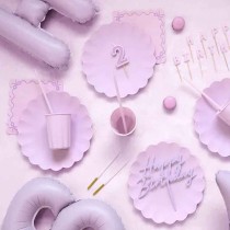 Tovagliolo di Carta Lilla Pastello con Fiocchetti 12pz Festa Tema Macaron