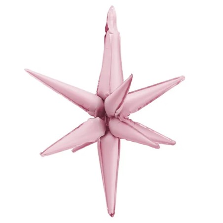 Palloncino in Foil 31" Stella a 12 Punte Rosa Pastello 3D "Star" Stelle 3D