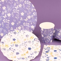 Piatto di Carta 25cm Fiori e Farfalle "Foliage Lilas" 6pz Foliage Lilas