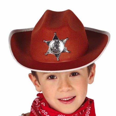 Cappello Marrone da Sceriffo Festa Tema Country