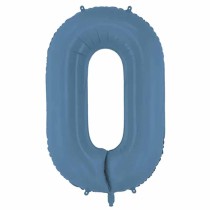 Palloncino in Foil 39" Numero 0 Blu Avio Satinato Numeri Grandi Blu Avio