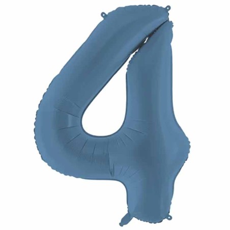 Palloncino in Foil 39" Numero 4 Blu Avio Satinato Numeri Grandi Blu Avio