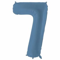 Palloncino in Foil 39" Numero 7 Blu Avio Satinato Numeri Grandi Blu Avio