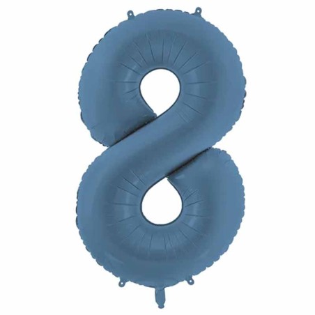 Palloncino in Foil 39" Numero 8 Blu Avio Satinato Numeri Grandi Blu Avio