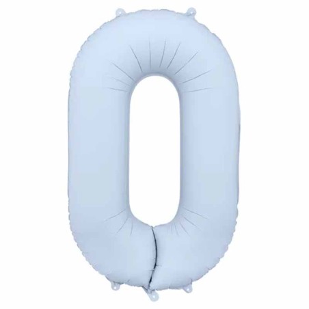 Palloncino in Foil 39" Numero 0 Celeste Nuvola Satinato Numeri Grandi Celeste Nuvola