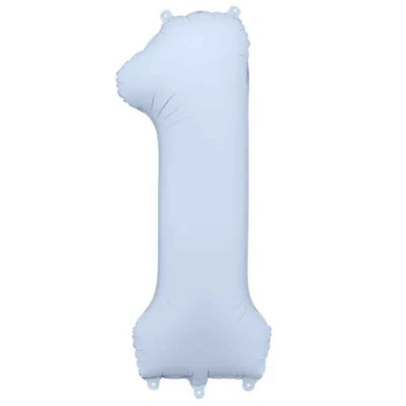 Palloncino in Foil 39" Numero 1 Celeste Nuvola Satinato Numeri Grandi Celeste Nuvola