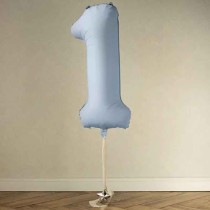 Palloncino in Foil 39" Numero 1 Celeste Nuvola Satinato Numeri Grandi Celeste Nuvola