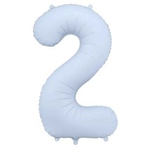 Palloncino in Foil 39" Numero 2 Celeste Nuvola Satinato Numeri Grandi Celeste Nuvola