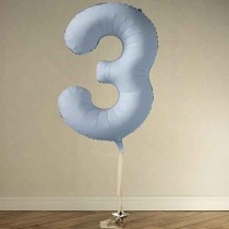 Palloncino in Foil 39" Numero 3 Celeste Nuvola Satinato Numeri Grandi Celeste Nuvola