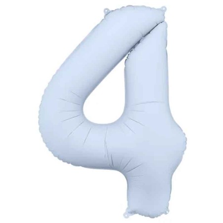 Palloncino in Foil 39" Numero 4 Celeste Nuvola Satinato Numeri Grandi Celeste Nuvola