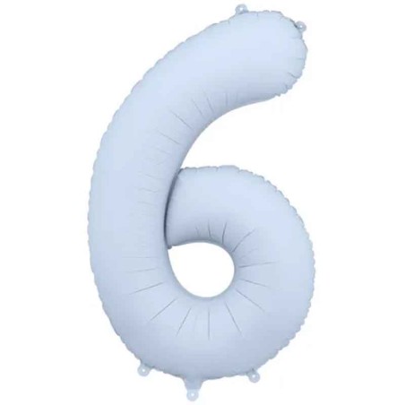 Palloncino in Foil 39" Numero 6 Celeste Nuvola Satinato Numeri Grandi Celeste Nuvola