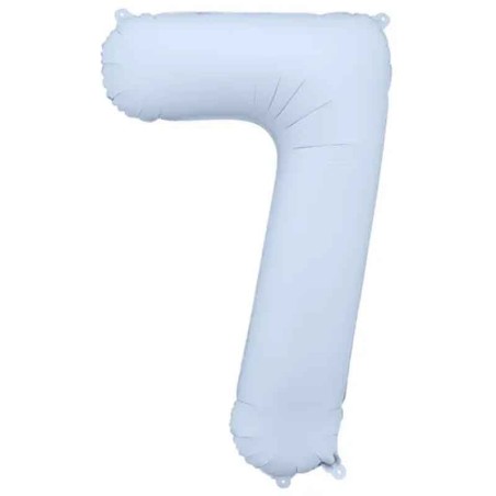 Palloncino in Foil 39" Numero 7 Celeste Nuvola Satinato Numeri Grandi Celeste Nuvola