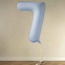 Palloncino in Foil 39" Numero 7 Celeste Nuvola Satinato Numeri Grandi Celeste Nuvola