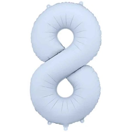 Palloncino in Foil 39" Numero 8 Celeste Nuvola Satinato Numeri Grandi Celeste Nuvola