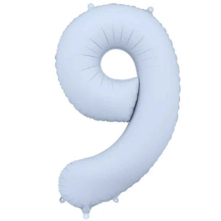 Palloncino in Foil 39" Numero 9 Celeste Nuvola Satinato Numeri Grandi Celeste Nuvola
