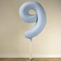 Palloncino in Foil 39" Numero 9 Celeste Nuvola Satinato Numeri Grandi Celeste Nuvola
