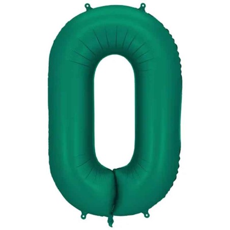 Palloncino in Foil 39" Numero 0 Verde Smeraldo Satinato Numeri Grandi Verde Smeraldo