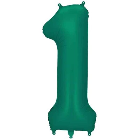 Palloncino in Foil 39" Numero 1 Verde Smeraldo Satinato Numeri Grandi Verde Smeraldo