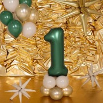 Palloncino in Foil 39" Numero 1 Verde Smeraldo Satinato Numeri Grandi Verde Smeraldo