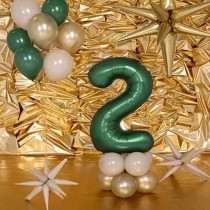 Palloncino in Foil 39" Numero 2 Verde Smeraldo Satinato Numeri Grandi Verde Smeraldo