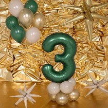 Palloncino in Foil 39" Numero 3 Verde Smeraldo Satinato Numeri Grandi Verde Smeraldo