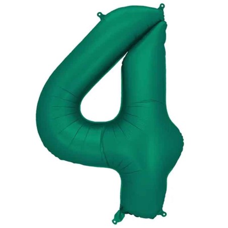 Palloncino in Foil 39" Numero 4 Verde Smeraldo Satinato Numeri Grandi Verde Smeraldo