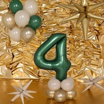 Palloncino in Foil 39" Numero 4 Verde Smeraldo Satinato Numeri Grandi Verde Smeraldo