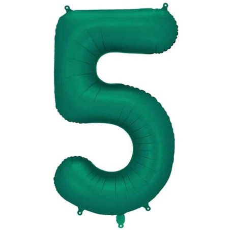 Palloncino in Foil 39" Numero 5 Verde Smeraldo Satinato Numeri Grandi Verde Smeraldo
