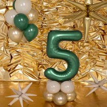 Palloncino in Foil 39" Numero 5 Verde Smeraldo Satinato Numeri Grandi Verde Smeraldo