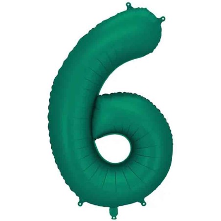 Palloncino in Foil 39" Numero 6 Verde Smeraldo Satinato Numeri Grandi Verde Smeraldo
