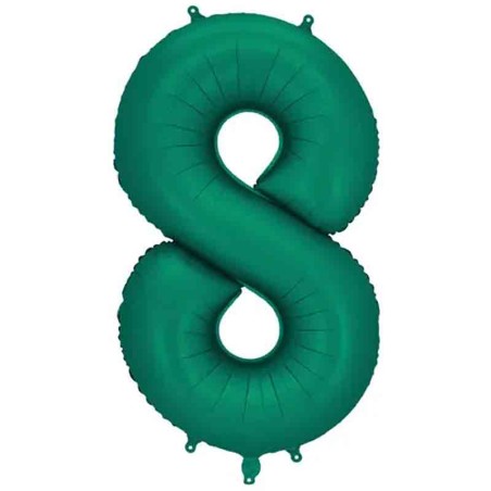 Palloncino in Foil 39" Numero 8 Verde Smeraldo Satinato Numeri Grandi Verde Smeraldo
