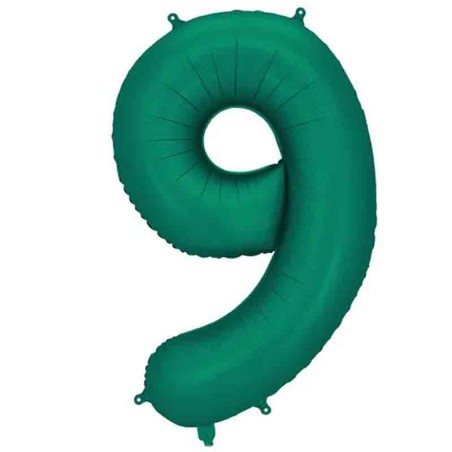 Palloncino in Foil 39" Numero 9 Verde Smeraldo Satinato Numeri Grandi Verde Smeraldo