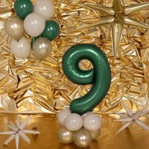 Palloncino in Foil 39" Numero 9 Verde Smeraldo Satinato Numeri Grandi Verde Smeraldo