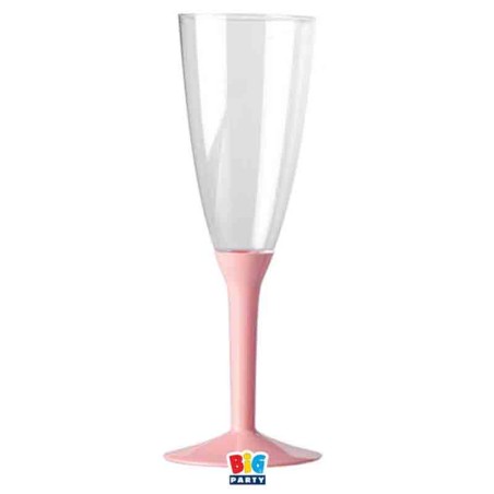 Flute Crystal Trasparente 130cc con Gambo Rosa 12pz Calici Flute