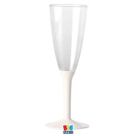 Flute Crystal Trasparente 130 cc con Gambo Bianco 12pz Calici Flute