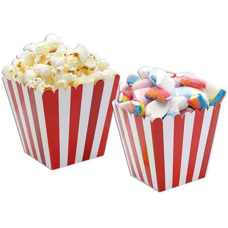 Box Porta Caramelle o Popcorn a Righe Bianco e Rosso "Circus" 6pz Circo "Circus Party"