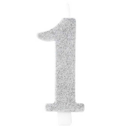 Candelina 9.5cm Argento Bio Glitter N.1 Bio Glitter Argento 9.5cm