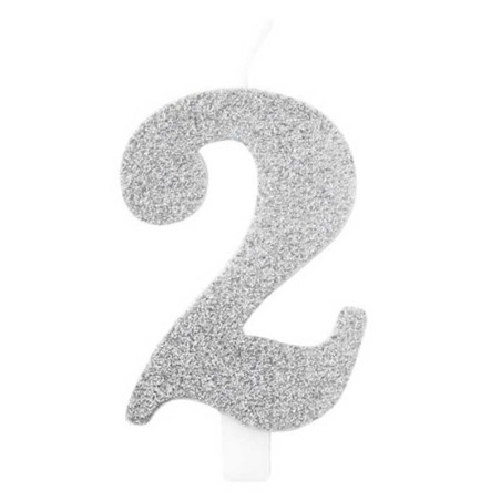 Candelina 9.5cm Argento Bio Glitter N.2 Bio Glitter Argento 9.5cm