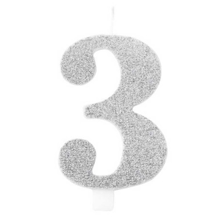 Candelina 9.5cm Argento Bio Glitter N.3 Bio Glitter Argento 9.5cm
