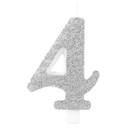 Candelina 9.5cm Argento Bio Glitter N.4 Bio Glitter Argento 9.5cm