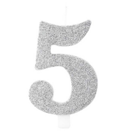Candelina 9.5cm Argento Bio Glitter N.5 Bio Glitter Argento 9.5cm