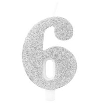 Candelina 9.5cm Argento Bio Glitter N.6 Bio Glitter Argento 9.5cm