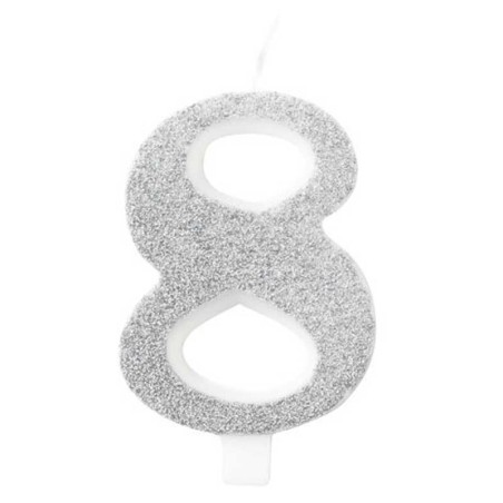Candelina 9.5cm Argento Bio Glitter N.8 Bio Glitter Argento 9.5cm